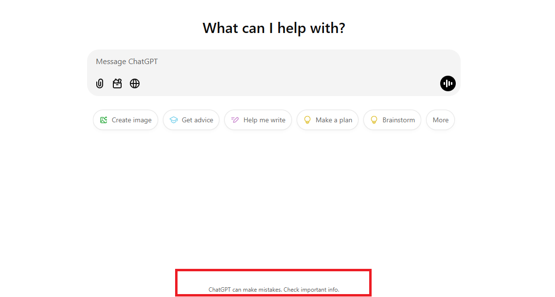 ChatGPT's disclaimer that the generator can make mistakes