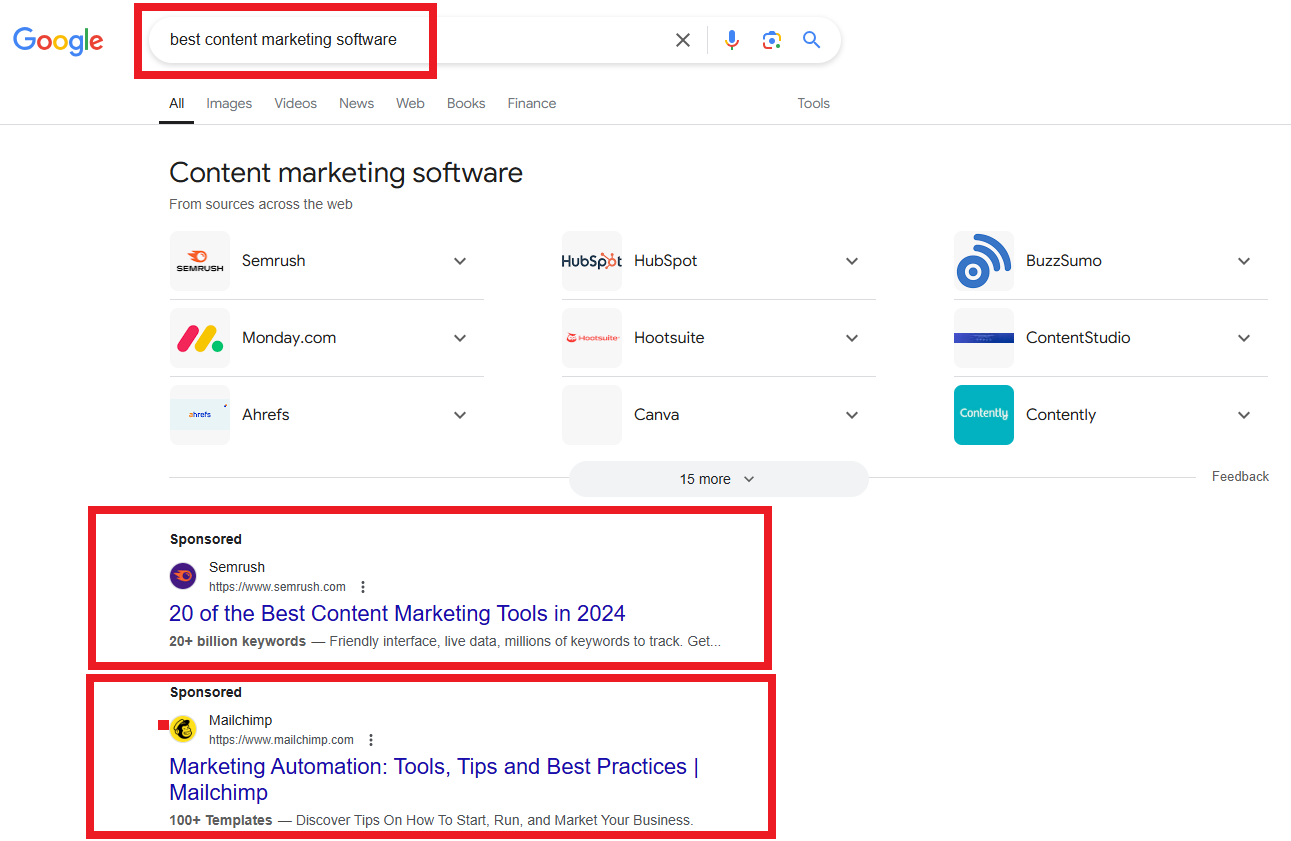 Example of SaaS paid ads on Google